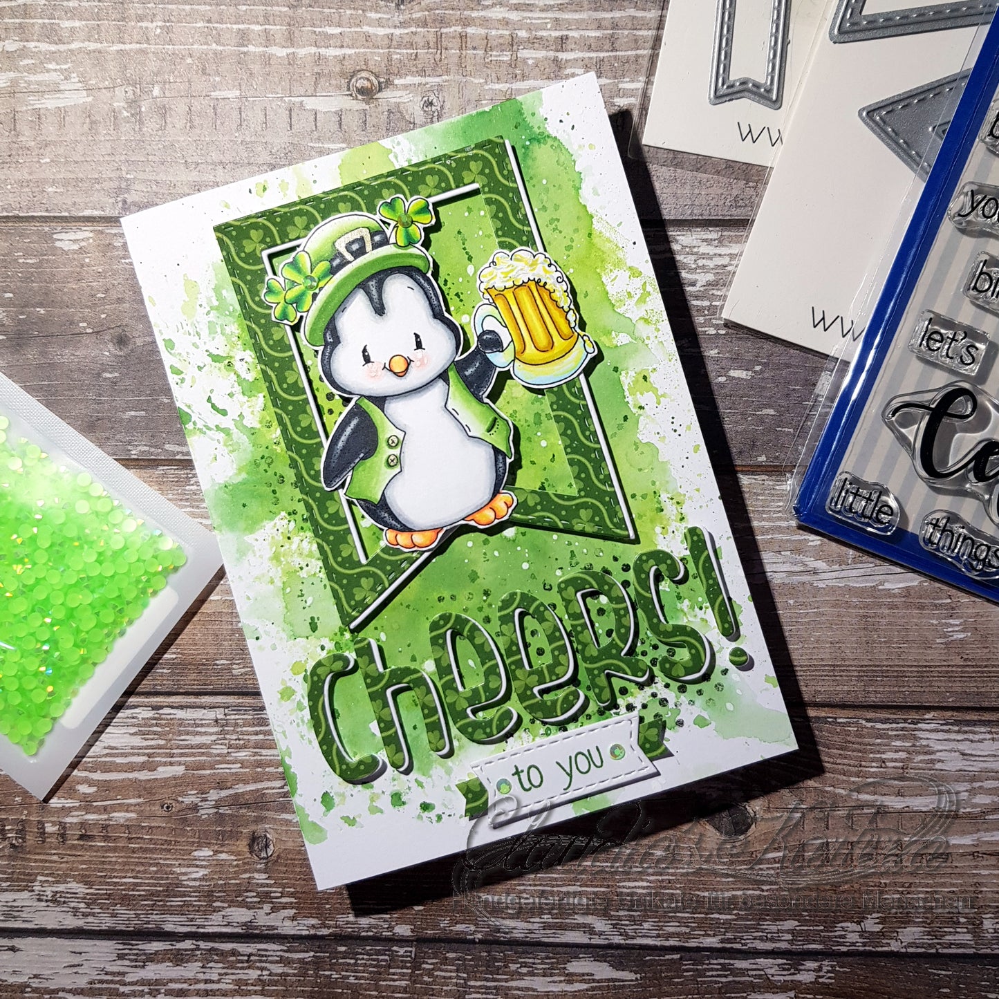 Penguin Lucky Shamrock - Digital Stamp - Whimsy Stamps