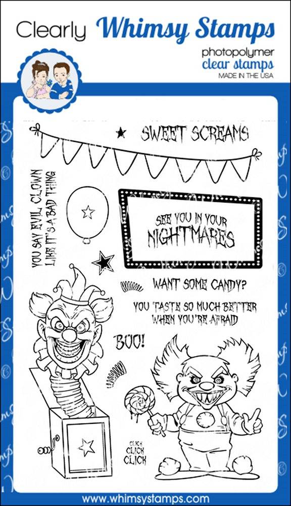 Creepy Clowns Clear Stamps - Whimsy Stamps