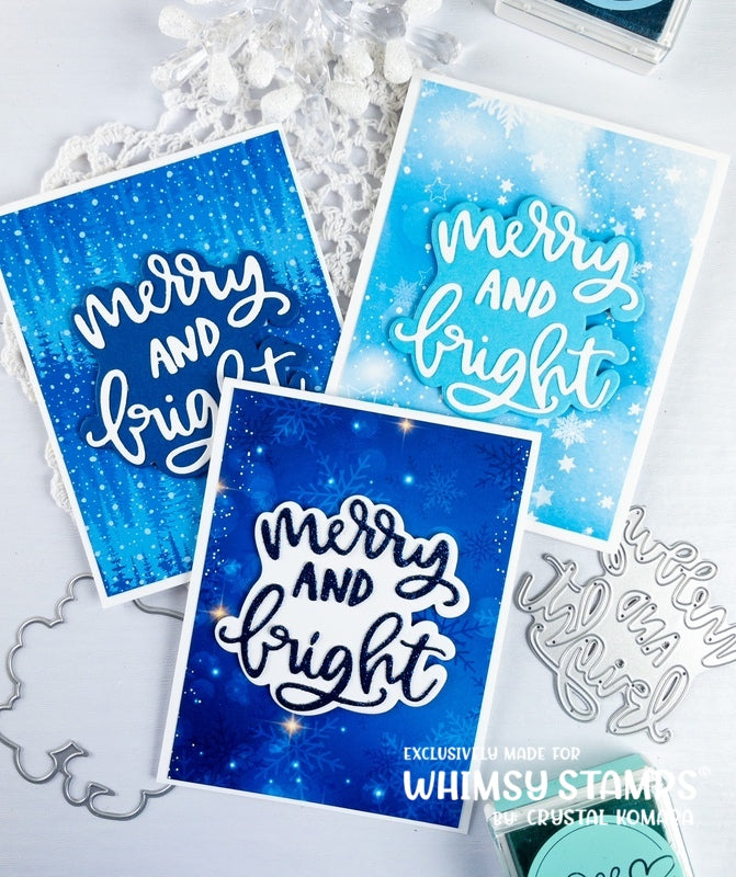 Merry and Bright Word and Shadow Die Set - Whimsy Stamps