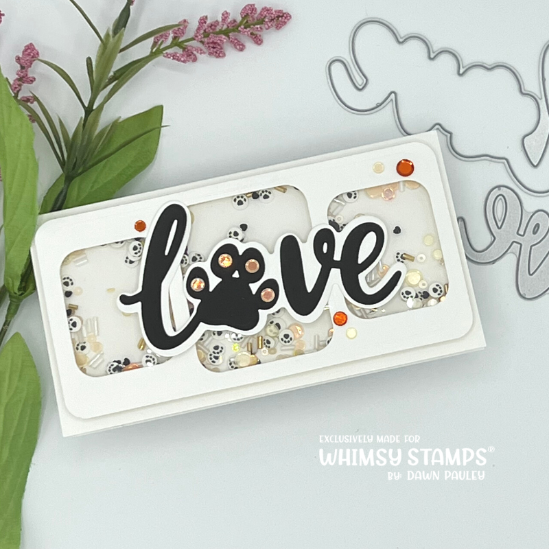 **NEW Love Paw Word and Shadow Die Set - Whimsy Stamps