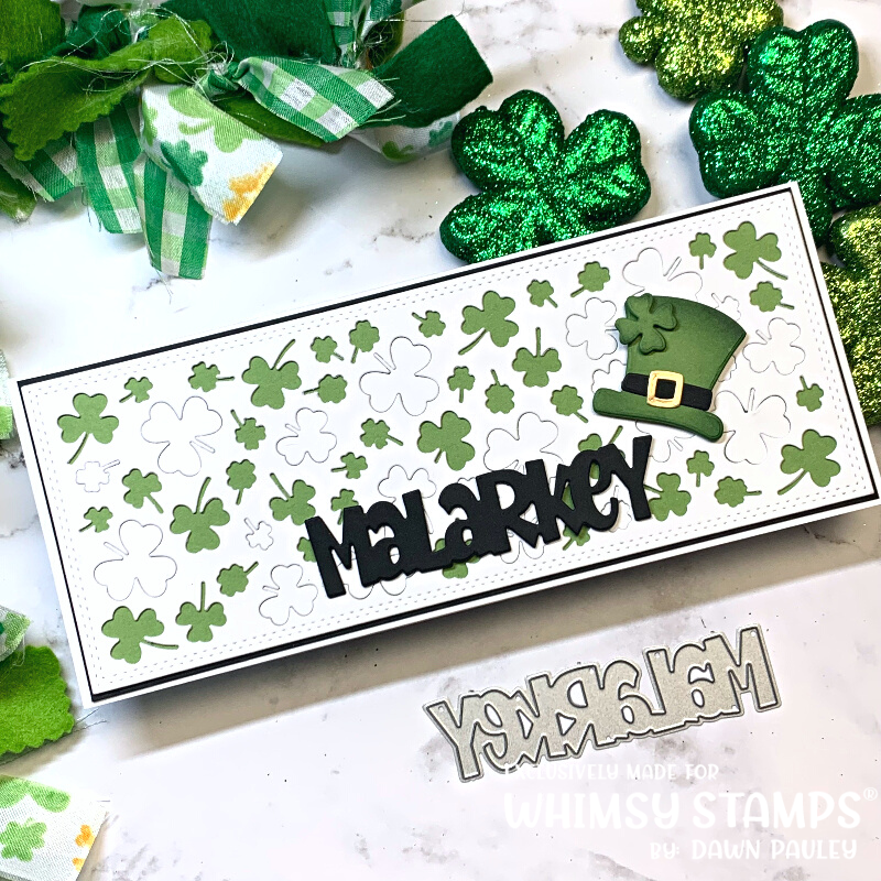 **NEW Slimline Shamrocks Background Die - Whimsy Stamps