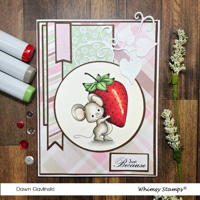 Strawberry Mouse - Digital Stamp - Whimsy Stamps