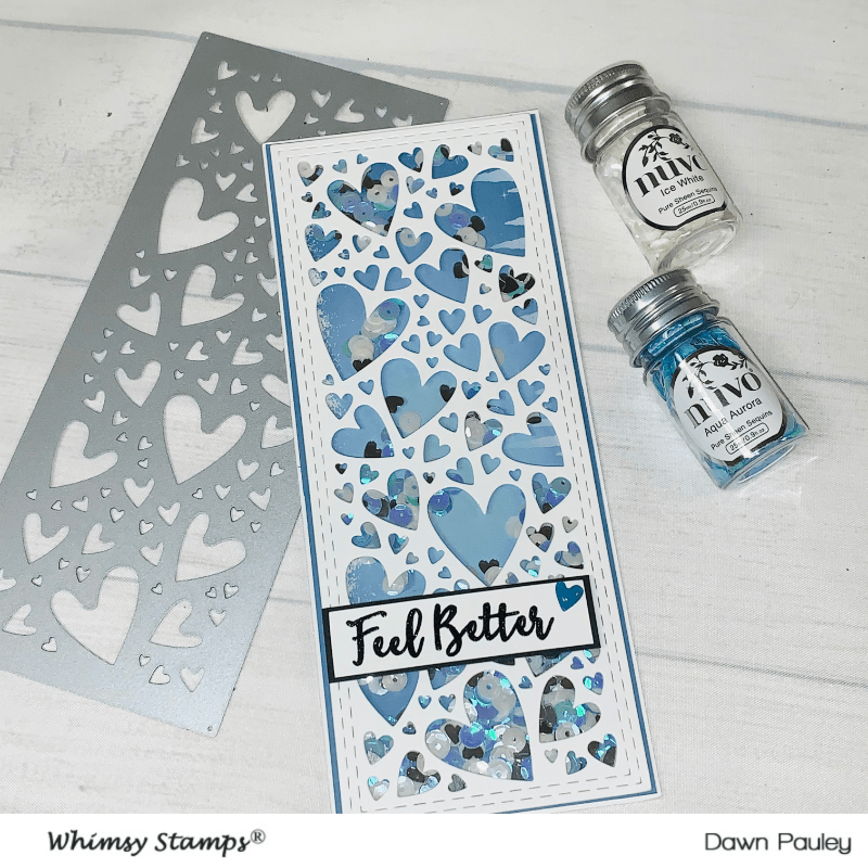 Slimline Hearts Background Die - Whimsy Stamps