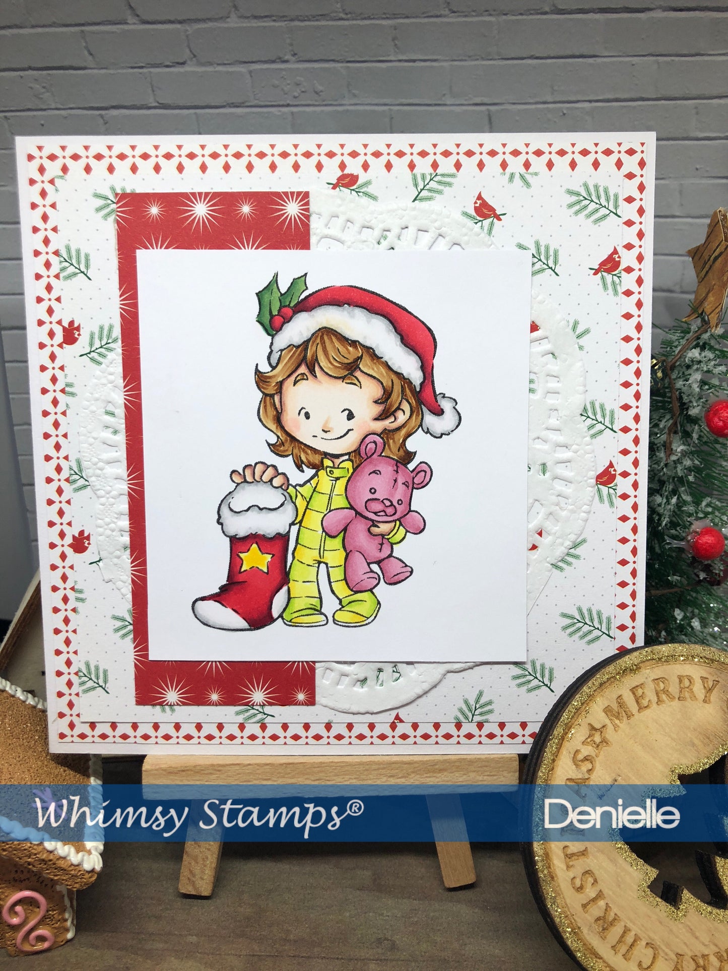 Cinnamon with Stocking - Digital Stamp - Whimsy Stamps