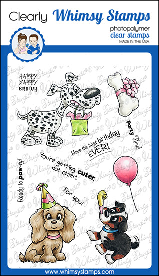 **NEW Doggie Birthday Party Clear Stamps - Whimsy Stamps