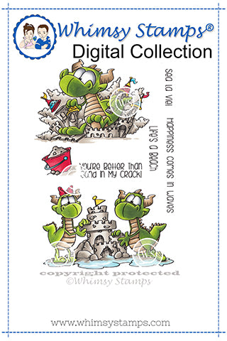 Dragon Beach Fun - Digital Stamp - Whimsy Stamps