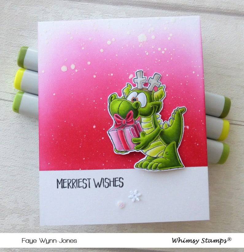 Dragon Christmas Wishes Clear Stamps - Whimsy Stamps