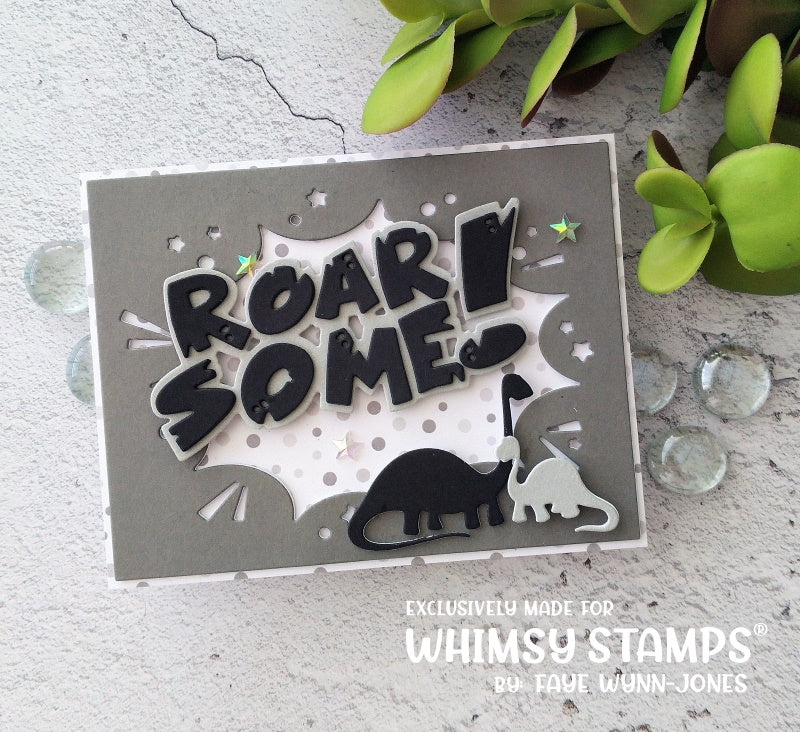 **NEW Roarsome Word and Shadow Die Set - Whimsy Stamps