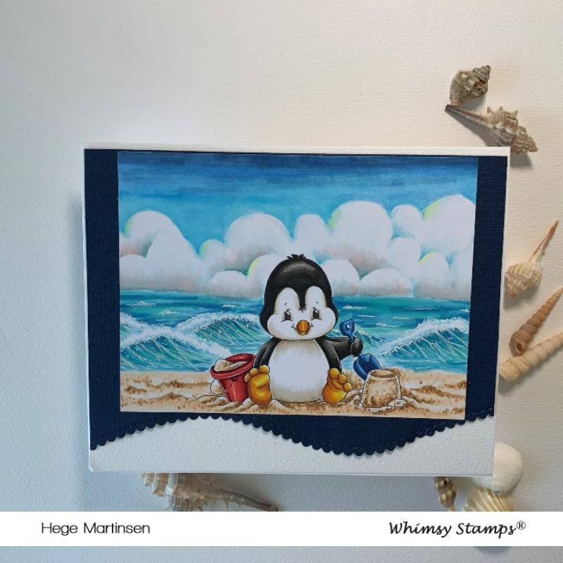 Penguin Beach - Digital Stamp - Whimsy Stamps