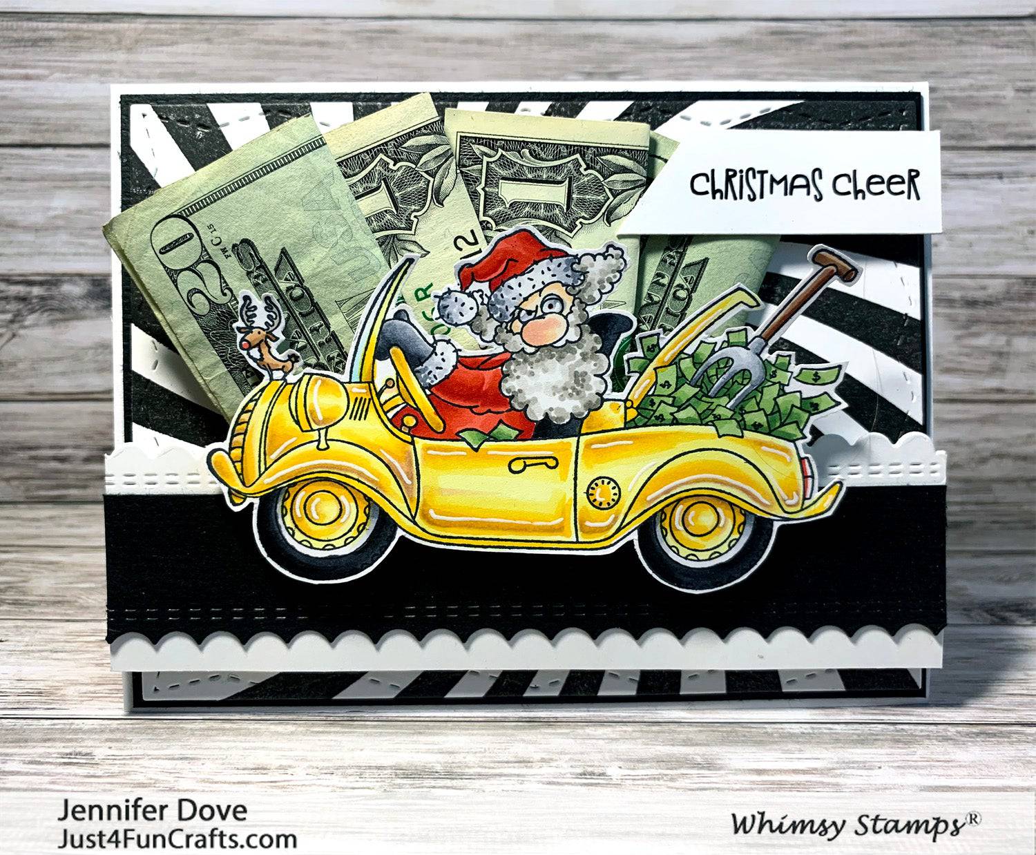 Greedy Santa Rubber Cling Stamp - Whimsy Stamps