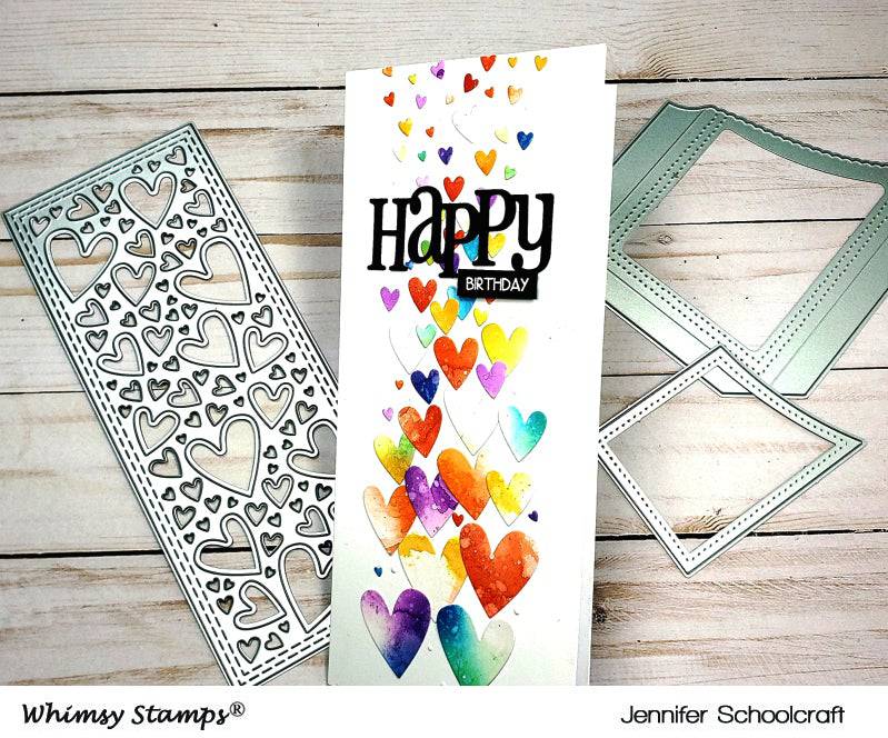 Slimline Hearts Background Die - Whimsy Stamps