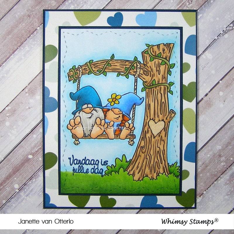 Gnomes Swinging - Digital Stamp - Whimsy Stamps