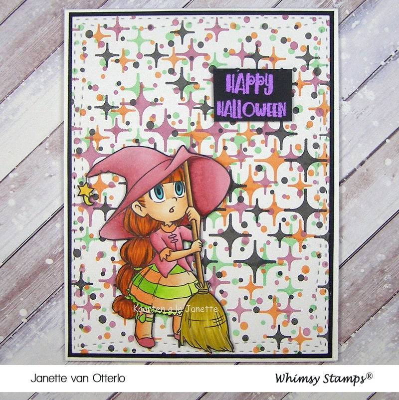 Sweeping Witch Tia - Digital Stamp - Whimsy Stamps