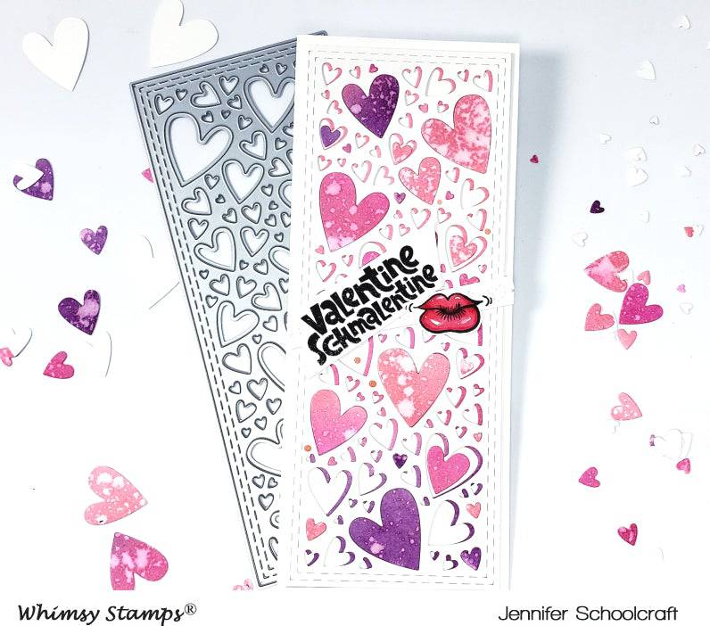 Slimline Hearts Background Die - Whimsy Stamps