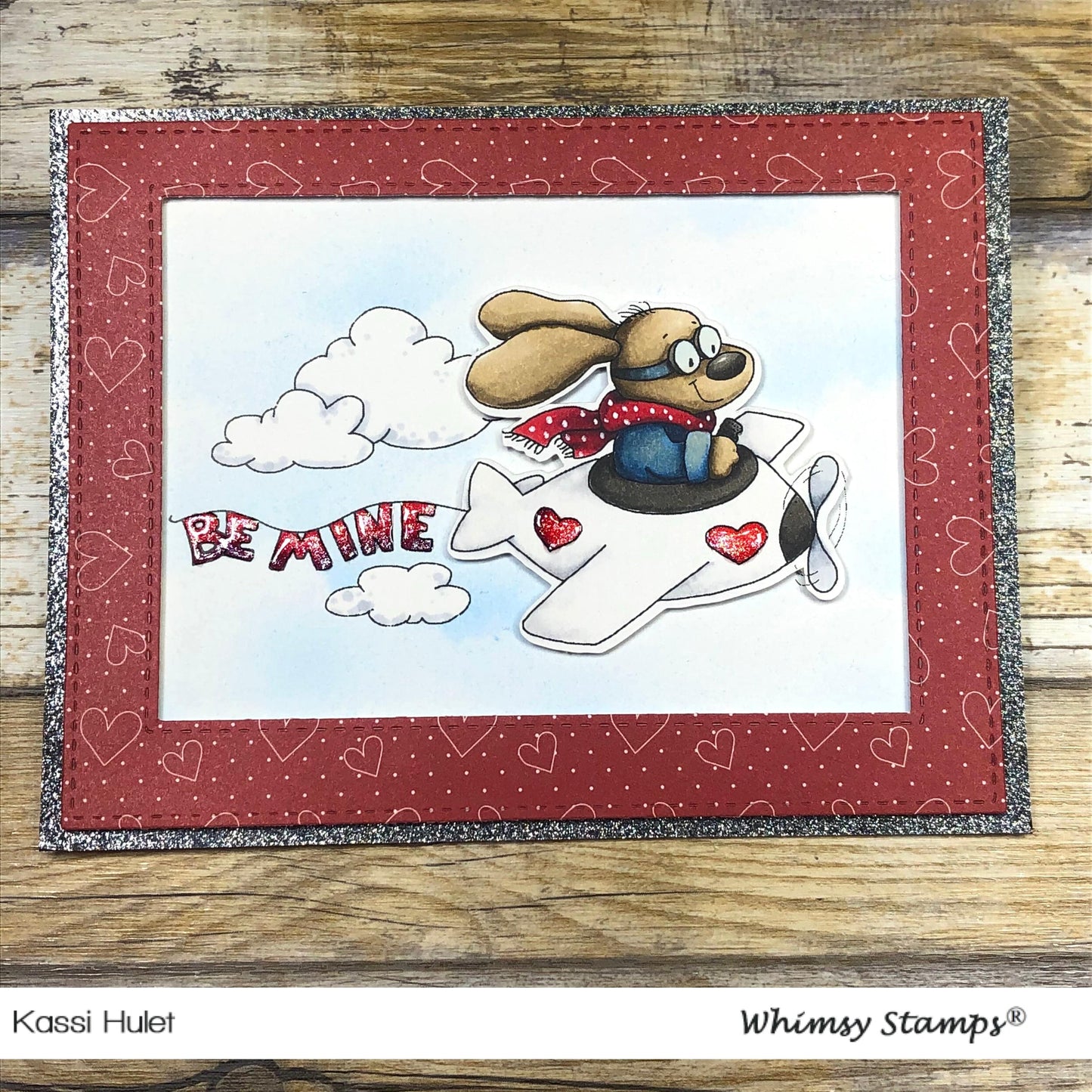 Doggie Skywriter Valentine - Digital Stamp - Whimsy Stamps