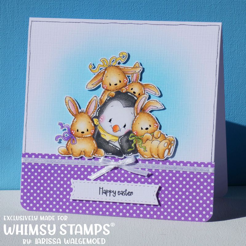 Penguin Bunny Snuggles - Digital Stamp - Whimsy Stamps