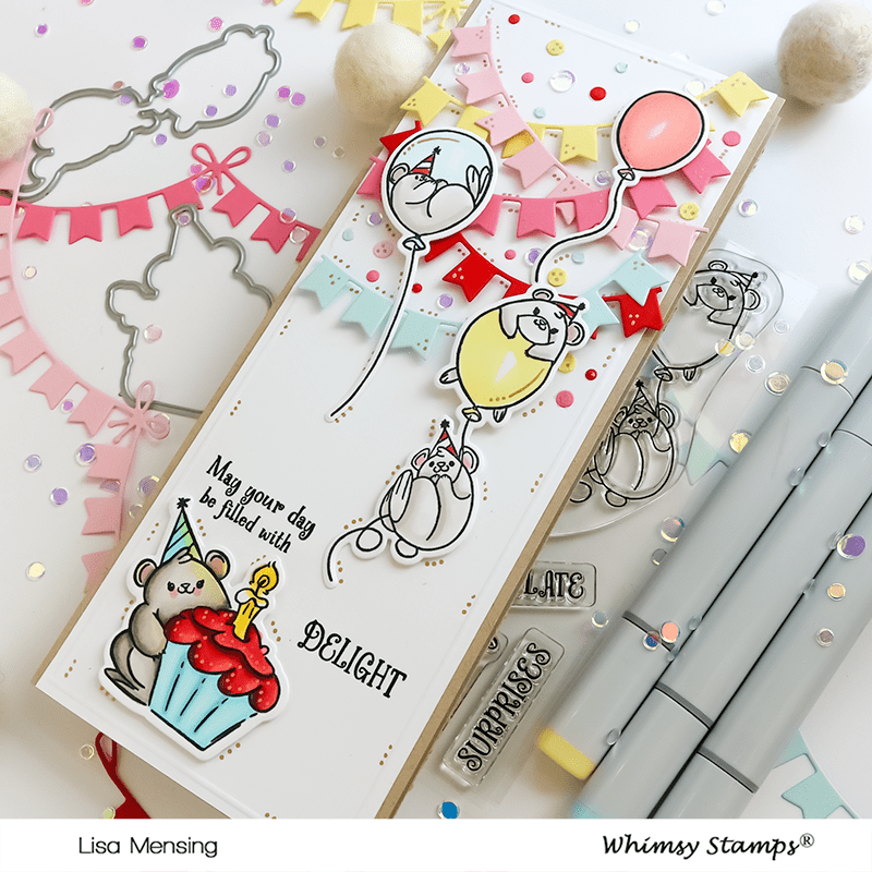 Slimline Bunting Borders Die Set - Whimsy Stamps