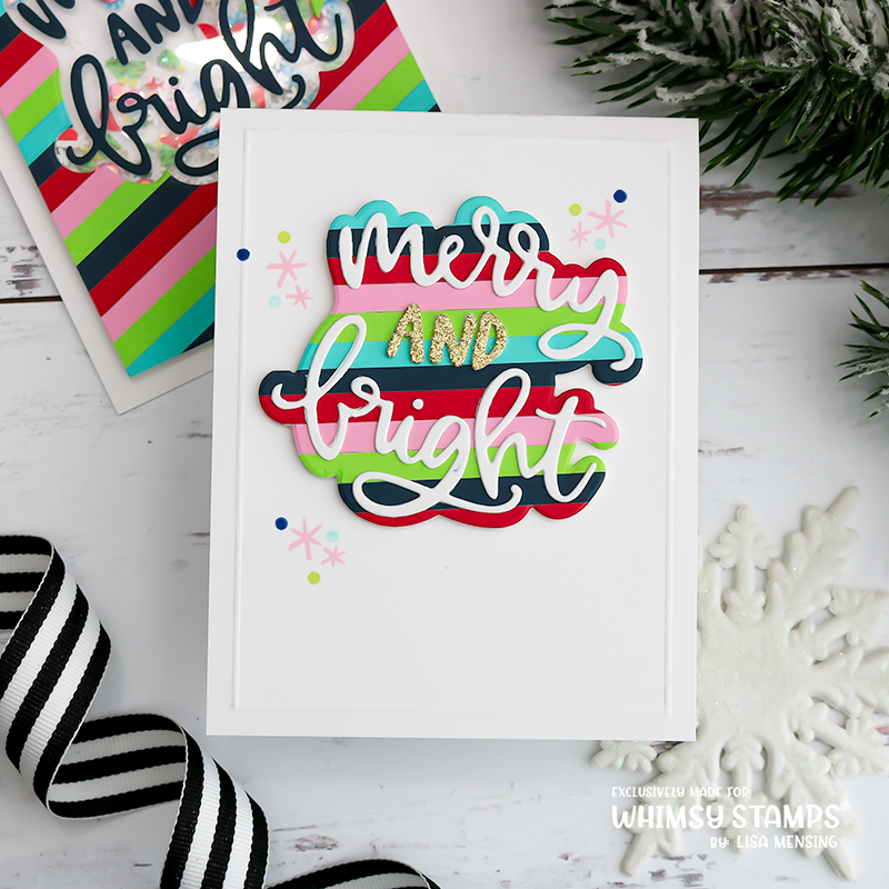 **NEW Merry and Bright Word and Shadow Die Set - Whimsy Stamps