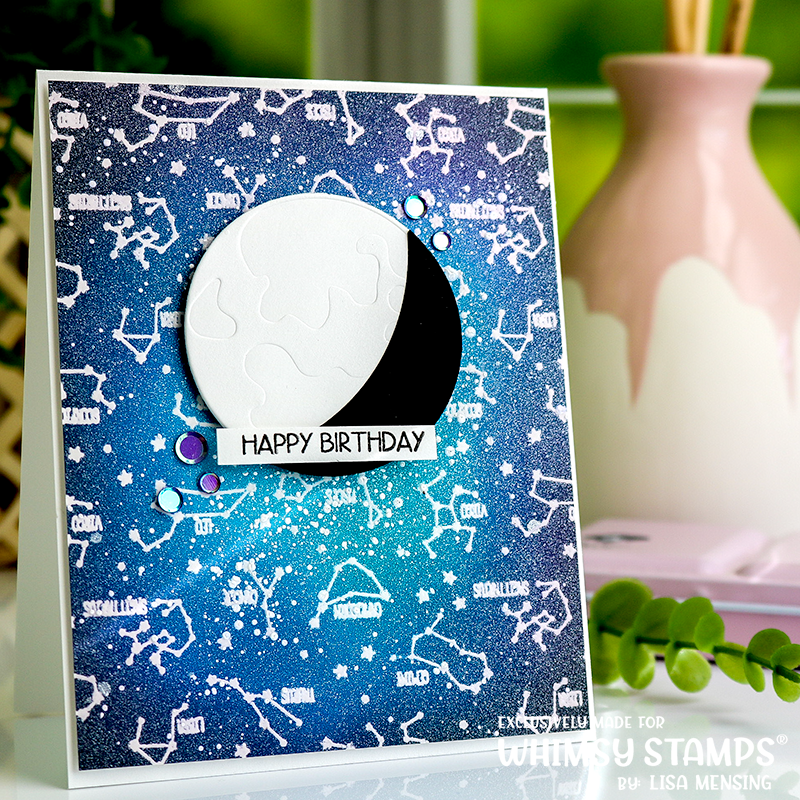 Celestial Zodiac Background Rubber Cling Stamp - Whimsy Stamps