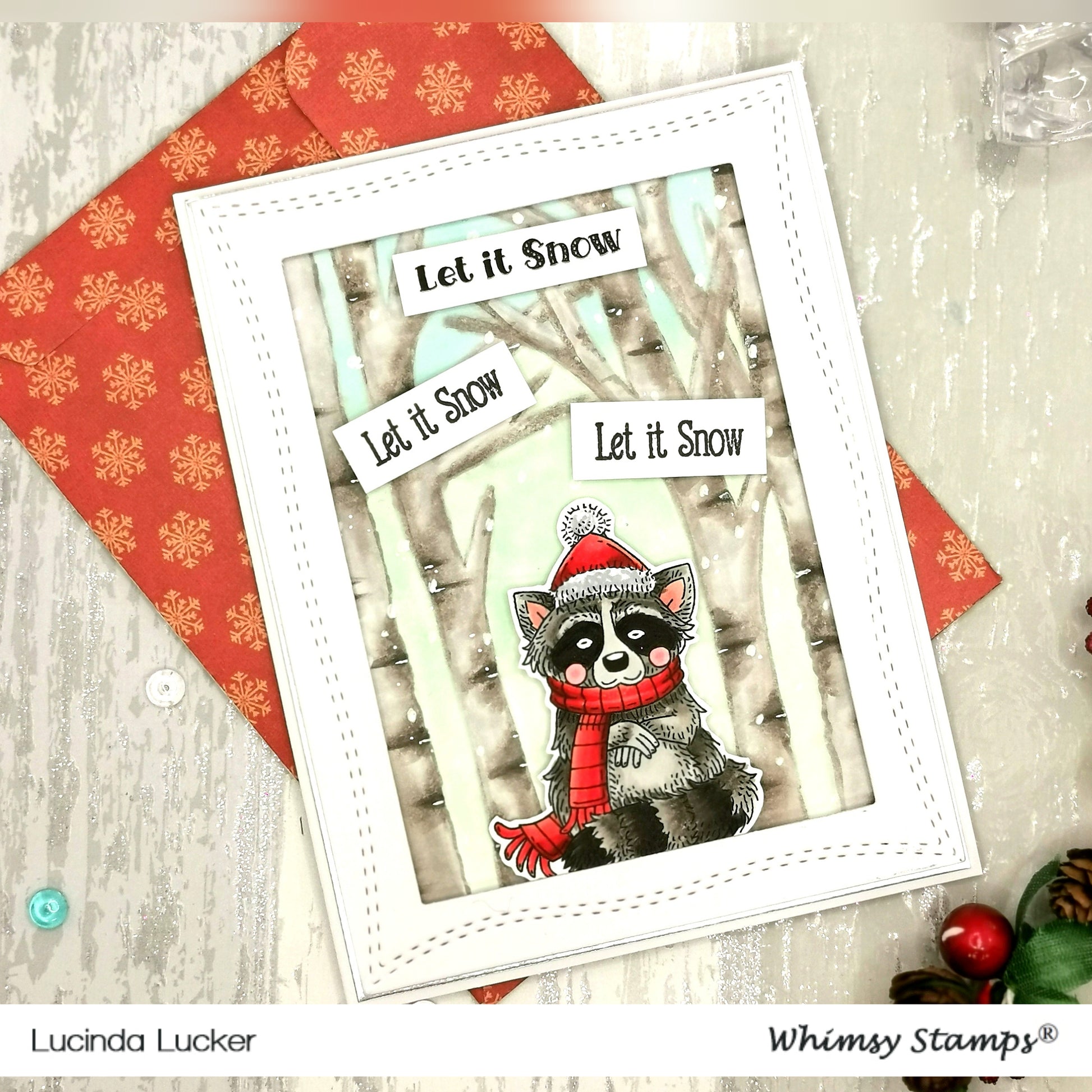 Cozy Winter Raccoon - Digital Stamp - Whimsy Stamps