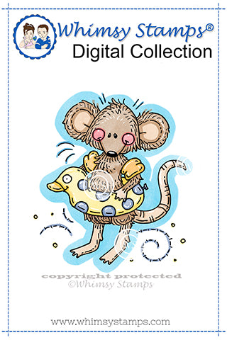 Swim Time Mouse - Digital Stamp - Whimsy Stamps