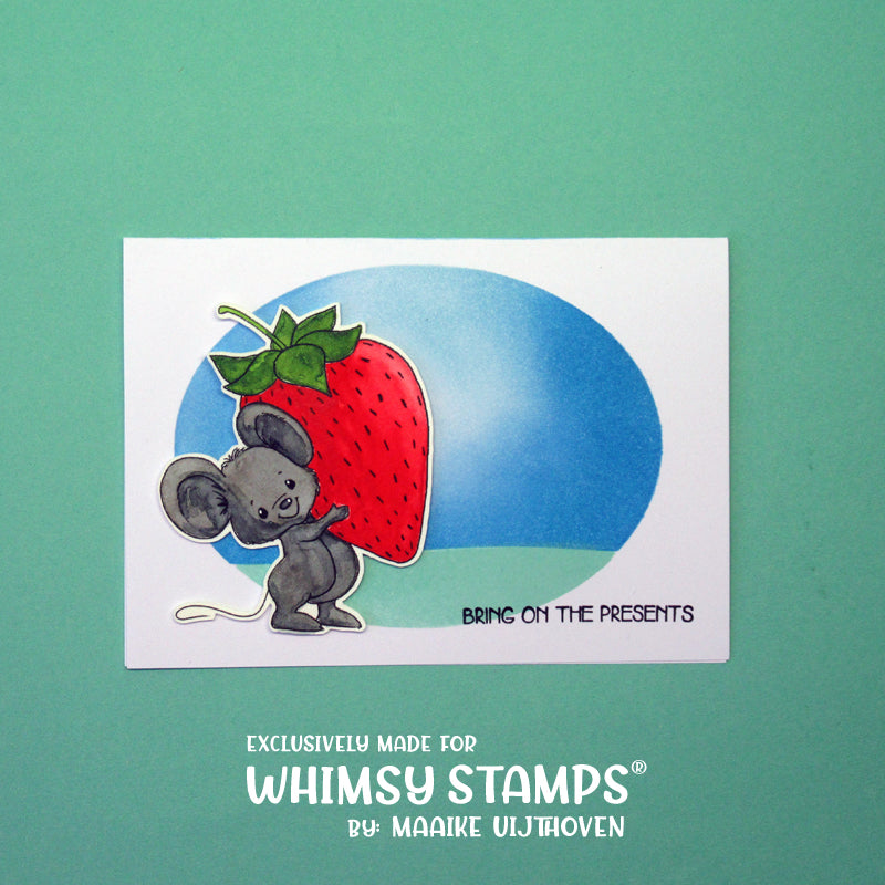 Strawberry Mouse - Digital Stamp - Whimsy Stamps