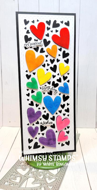 Slimline Hearts Background Die - Whimsy Stamps