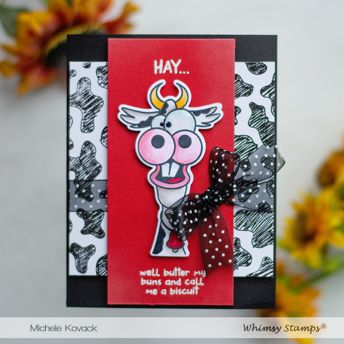 **NEW Cow Print Background Rubber Cling Stamp - Whimsy Stamps