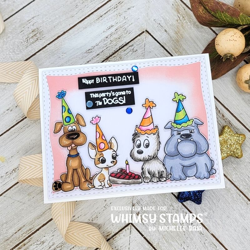 **NEW Doggie Birthday Party 2 Clear Stamps - Whimsy Stamps