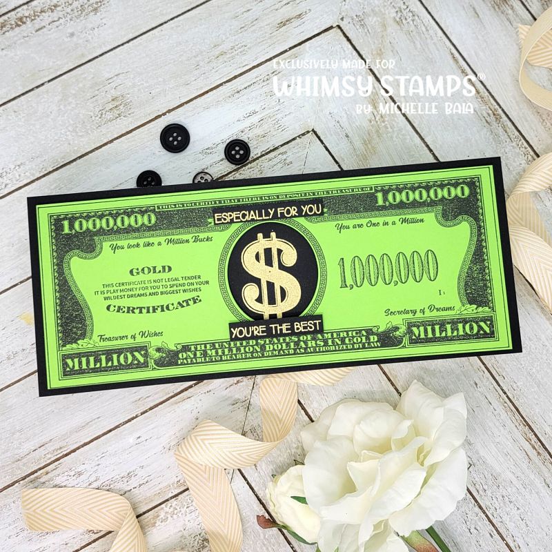 **NEW A Million Dollars Rubber Cling Stamp and Die Combo - Whimsy Stamps