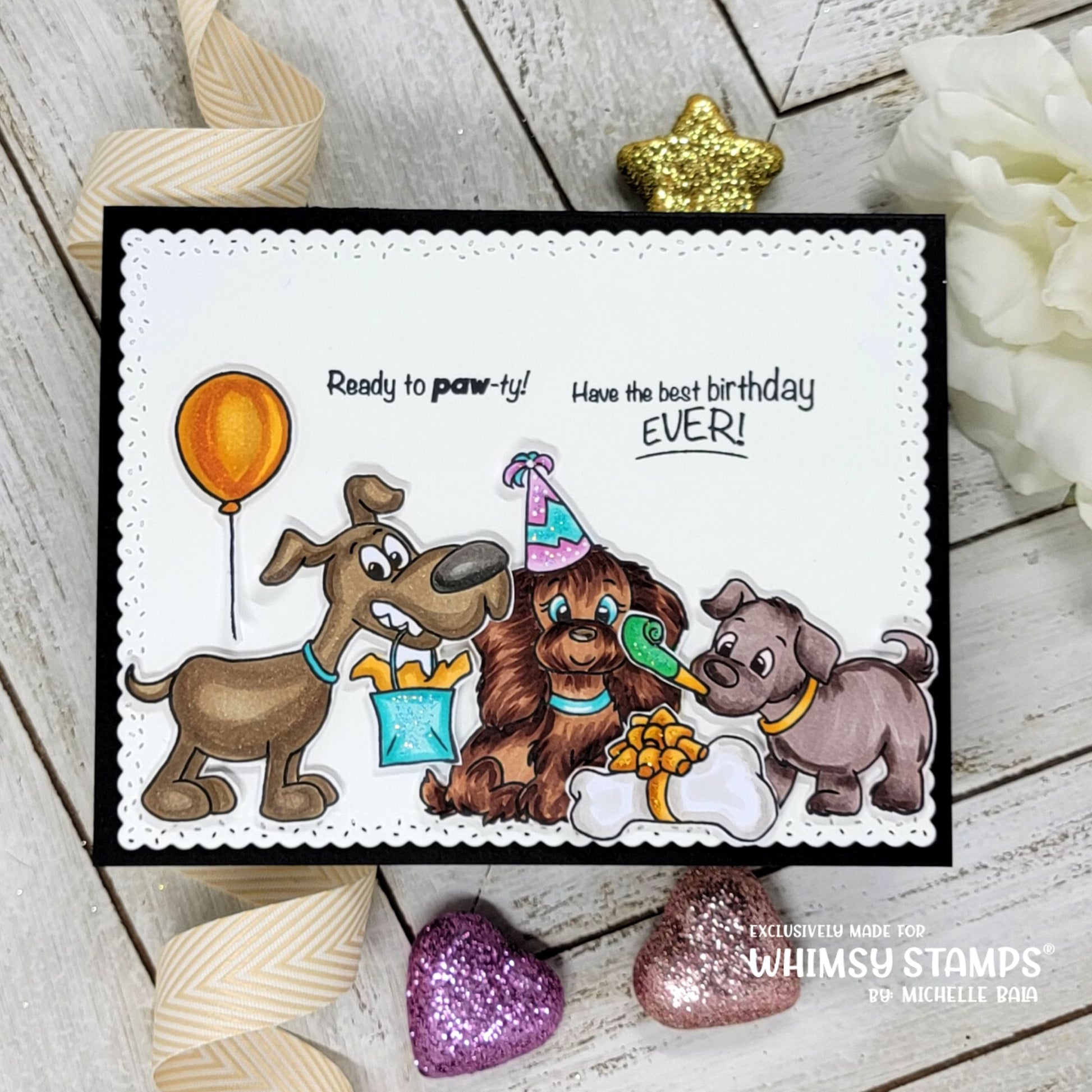 **NEW Doggie Birthday Party Clear Stamps - Whimsy Stamps