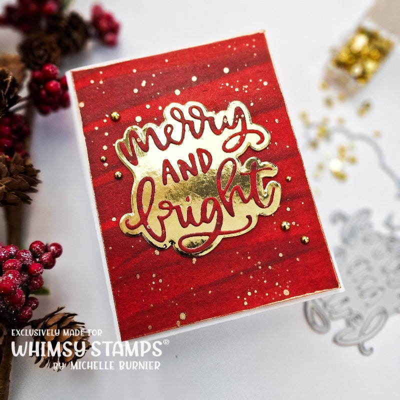 **NEW Merry and Bright Word and Shadow Die Set - Whimsy Stamps