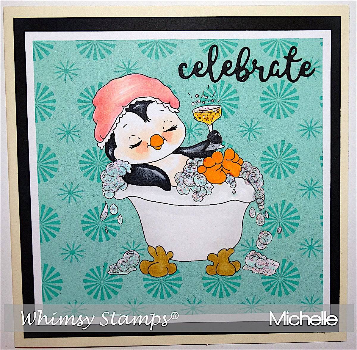 Penguin Bubble Bath - Digital Stamp - Whimsy Stamps