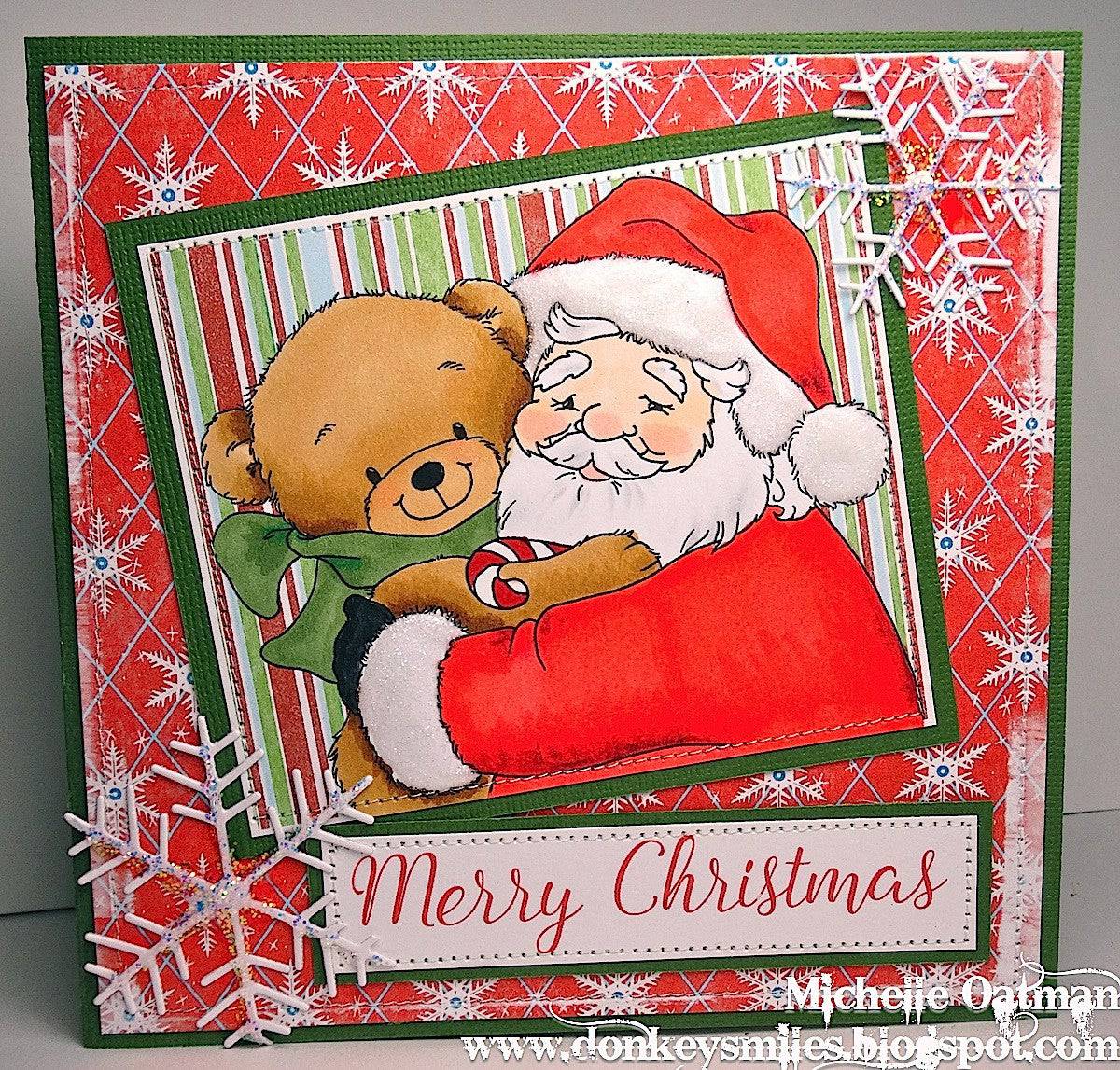 Santa and Teddy Portrait - Digital Stamp - Whimsy Stamps