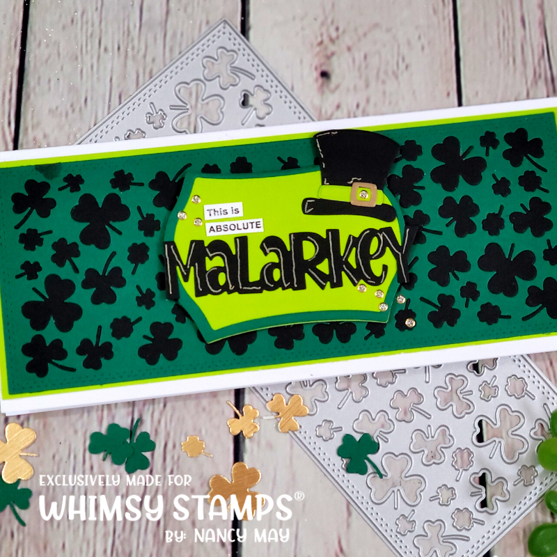 **NEW Slimline Shamrocks Background Die - Whimsy Stamps