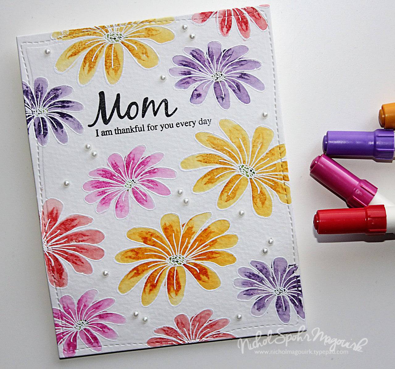 Mom's Layered Flowers Clear Stamps - Whimsy Stamps