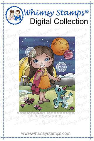 Polka Dot Pals Trillion Towel Day - Coloring Scene Digital Stamp - Whimsy Stamps