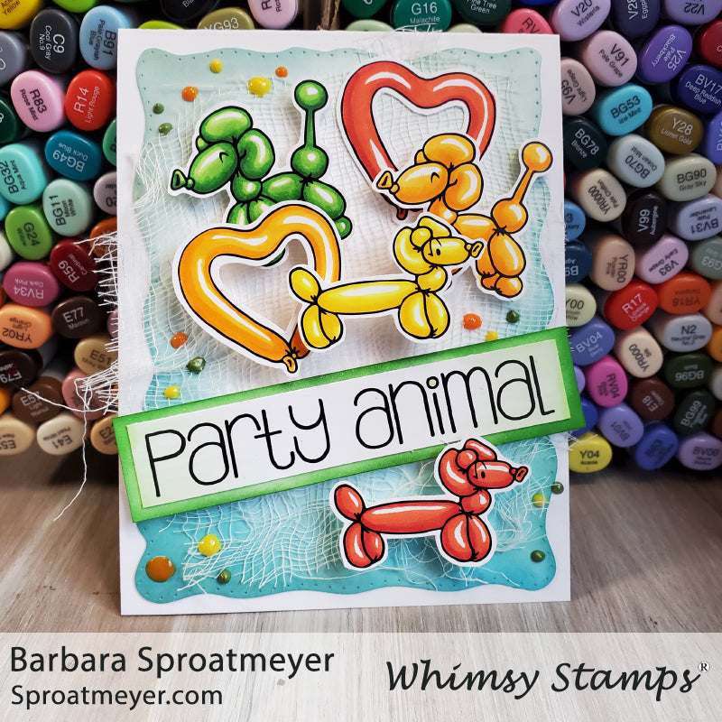 Party Animal Balloons Clear Stamps - Whimsy Stamps