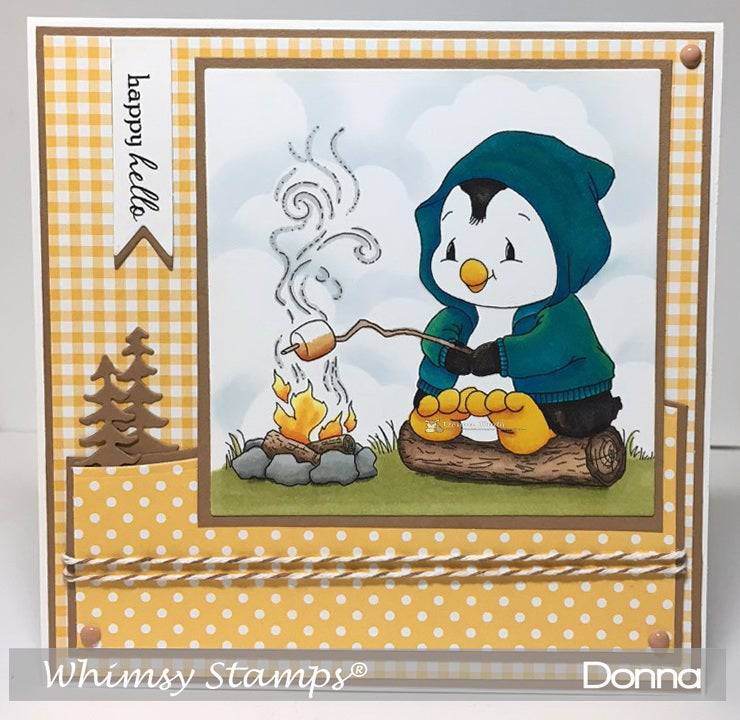 Penguin Campfire - Digital Stamp - Whimsy Stamps