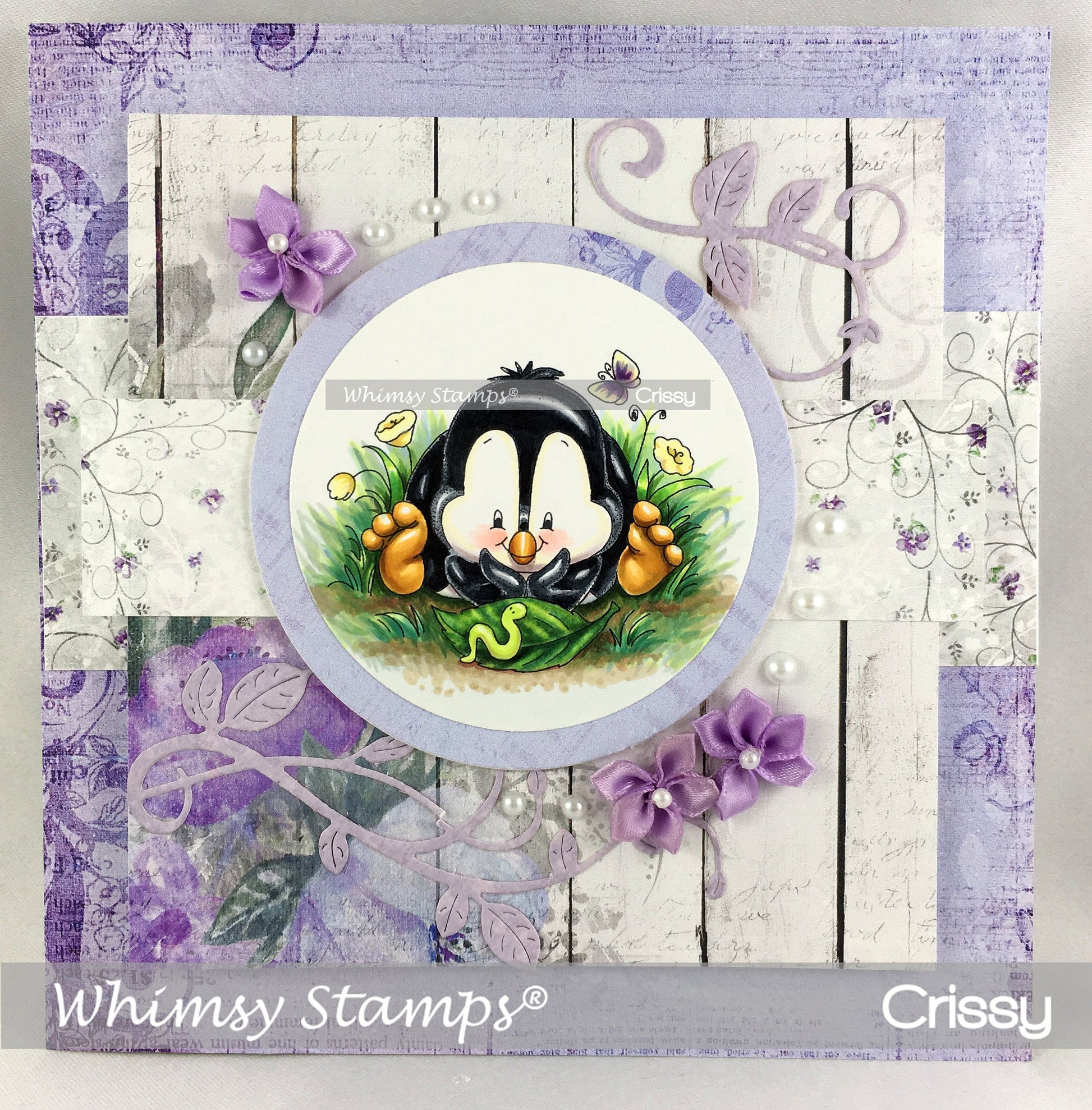 Penguin Gardener Clear Stamps - Whimsy Stamps