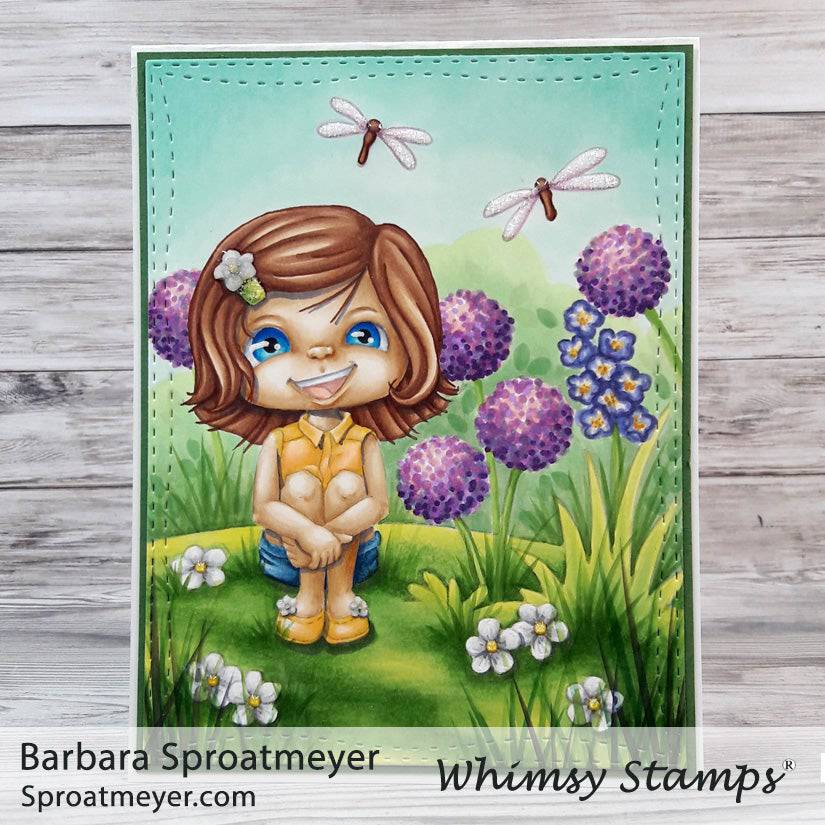 Polka Dot Pals - Brooke Reflecting - Digital Coloring Scene - Whimsy Stamps