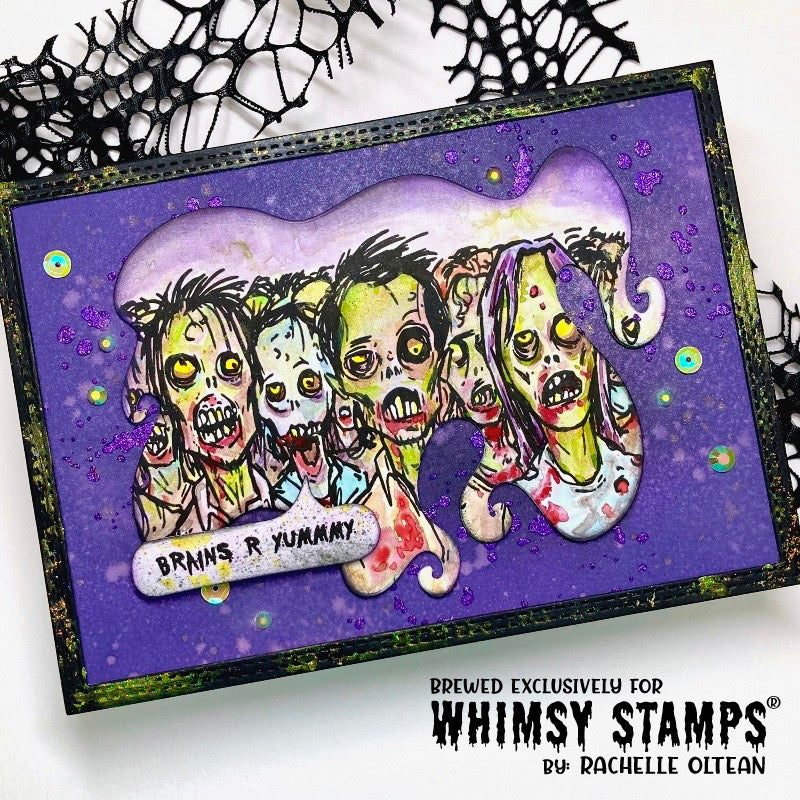 Zombie Herd Rubber Cling Stamp - Whimsy Stamps