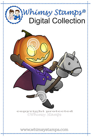 Mini Headless Horseman - Digital Stamp - Whimsy Stamps