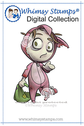 Mini Pajama Zombie - Digital Stamp - Whimsy Stamps