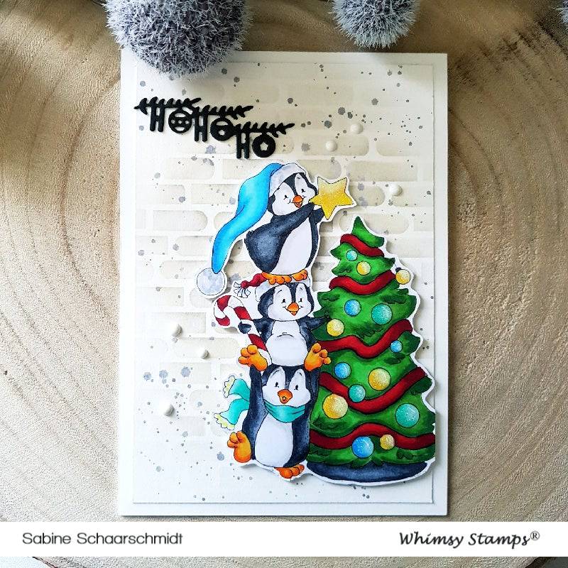 Penguins Decorate the Tree - Digital Stamp - Whimsy Stamps