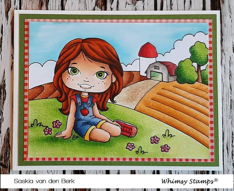 Polka Dot Pals Jayden Farm Break - Coloring Scene Digital Stamp - Whimsy Stamps