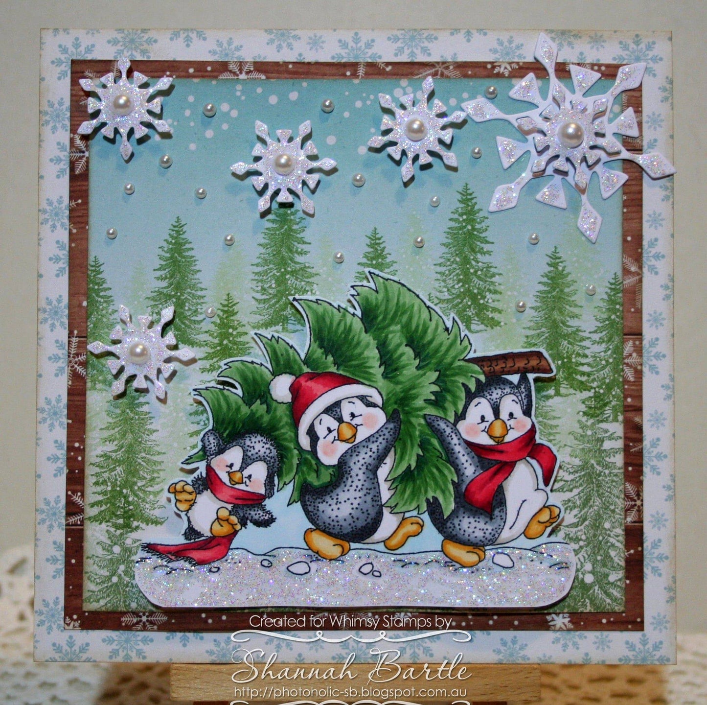 Penguins Carry the Tree - Digital Stamp - Whimsy Stamps