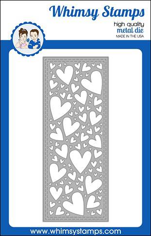 Slimline Hearts Background Die - Whimsy Stamps