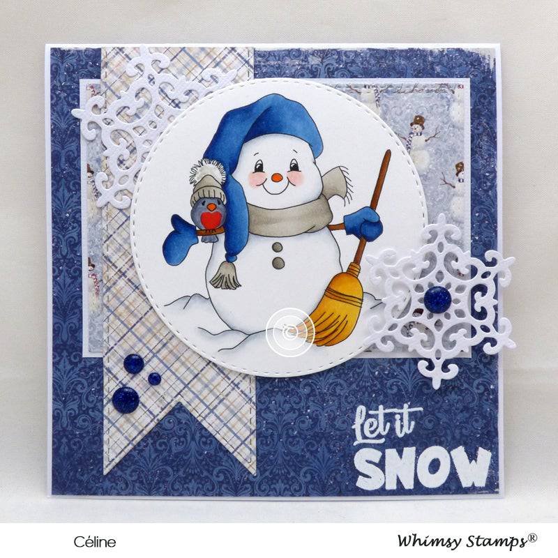 Snowman Sweeper - Digital Stamp - Whimsy Stamps