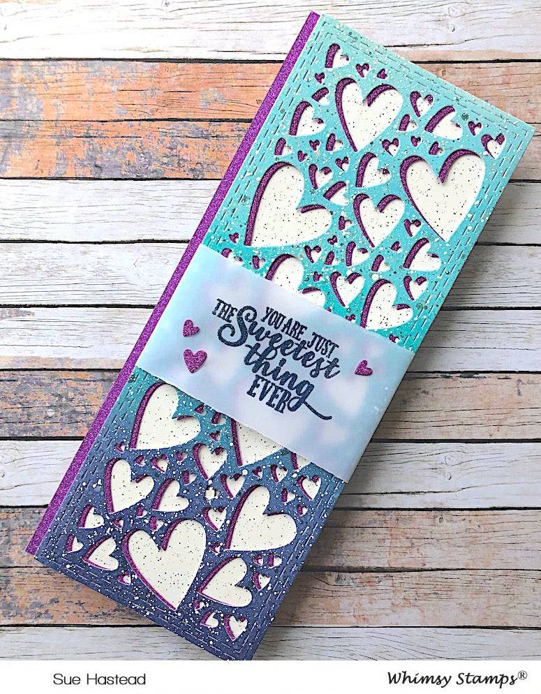 Slimline Hearts Background Die - Whimsy Stamps